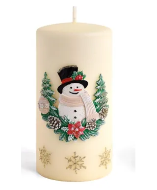 Świeca BAŁWANEK walec mały 7xh10cm kremowa parafinowa