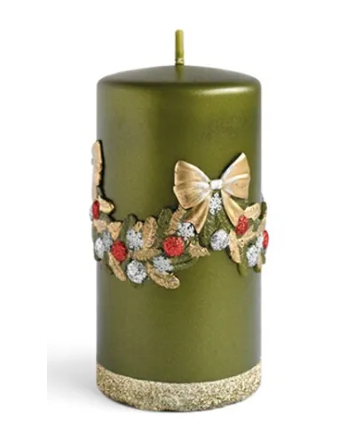 Świeca GIRLANDA Aplikacja walec duży 7xh18cm zielona parafinowa