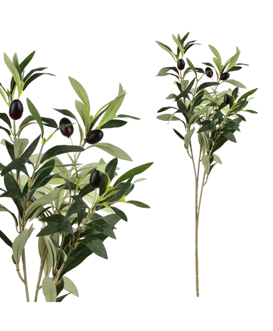 VIRIDIS Kwiat sztuczny Gałązka Oliwka 55cm
