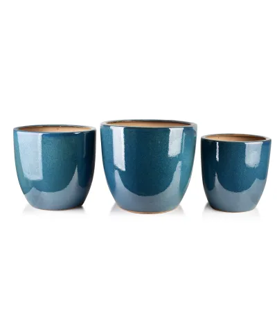 NEVA BLUE Komplet 3 doniczek 50x50x45/42x42x42/35x35x38cm