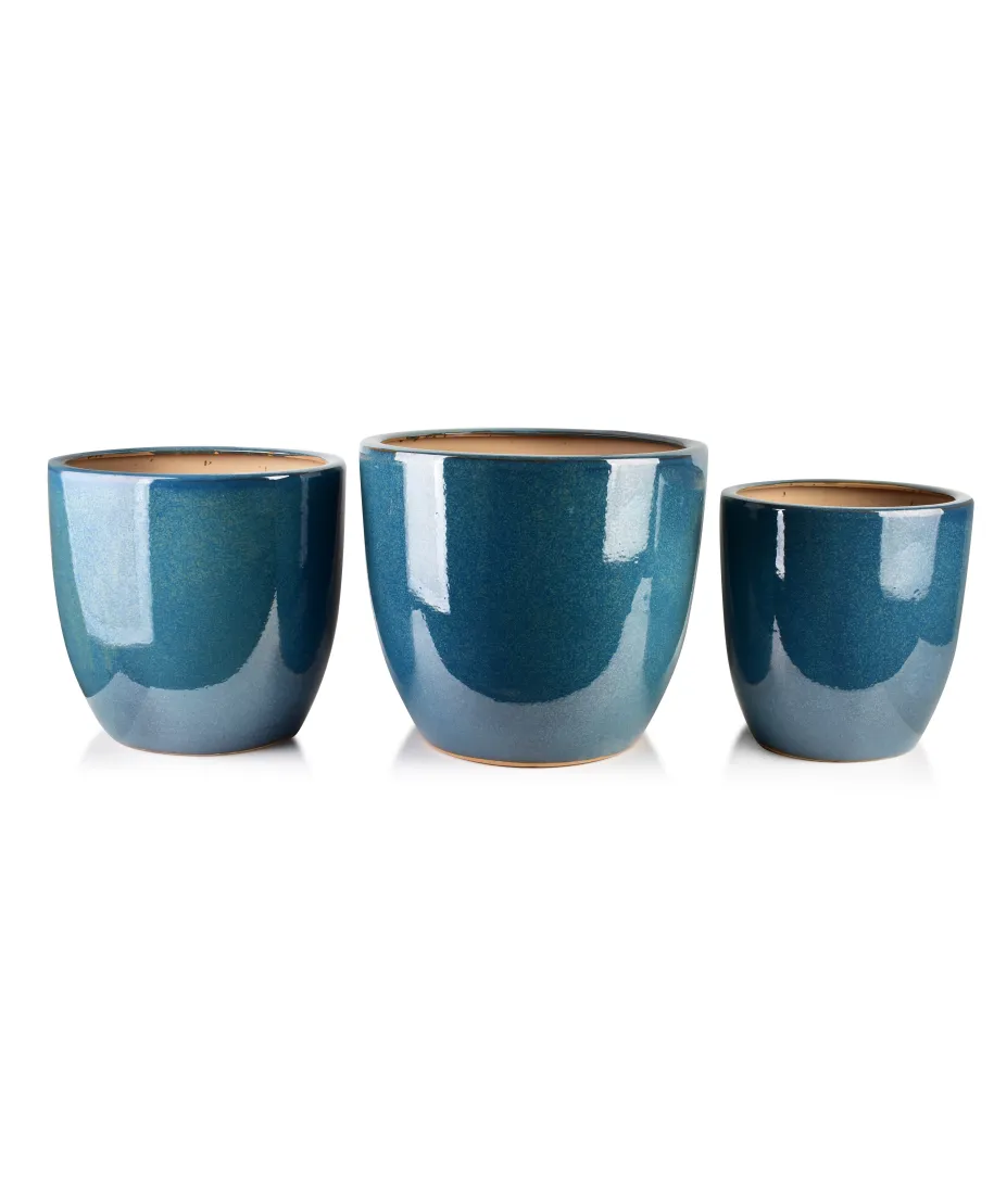 NEVA BLUE Komplet 3 doniczek 50x50x45/42x42x42/35x35x38cm