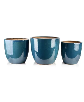 NEVA BLUE Komplet 3 doniczek 50x50x45/42x42x42/35x35x38cm