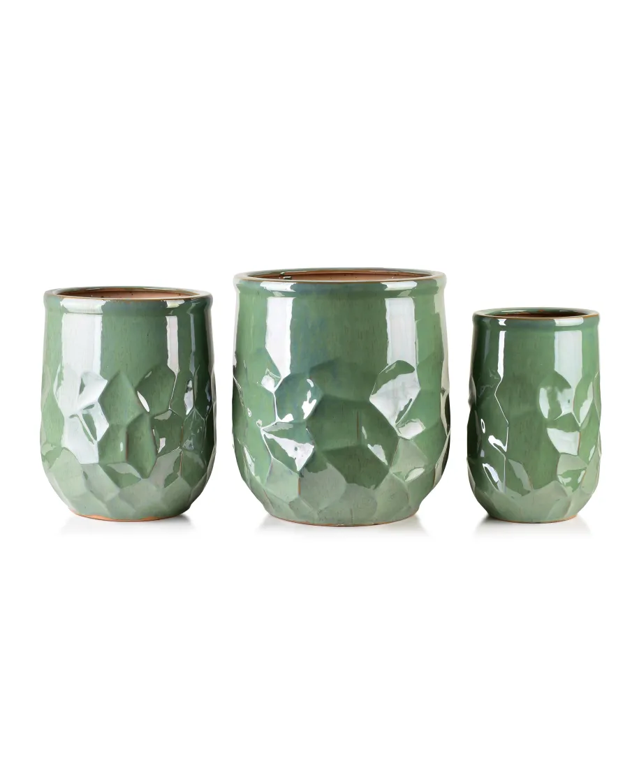 NEVA GREEN Komplet 3 doniczek 40x40x44,5/31x31x42/23,5x23,5x38,5cm