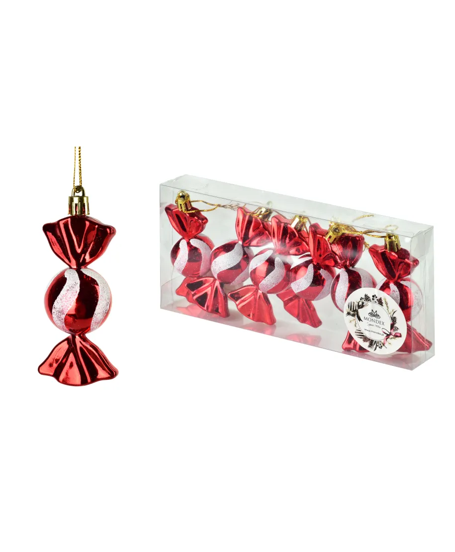 SANTA LILA Komplet 6 bombek CUKIEREK 4x4x9,5cm