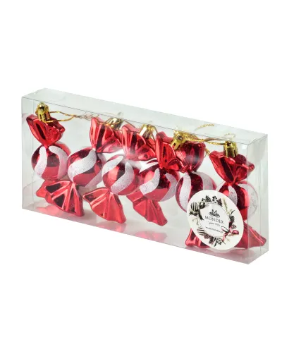 SANTA LILA Komplet 6 bombek CUKIEREK 4x4x9,5cm