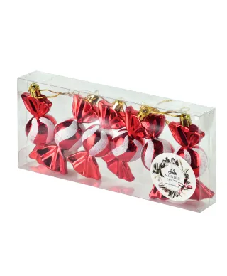 SANTA LILA Komplet 6 bombek CUKIEREK 4x4x9,5cm