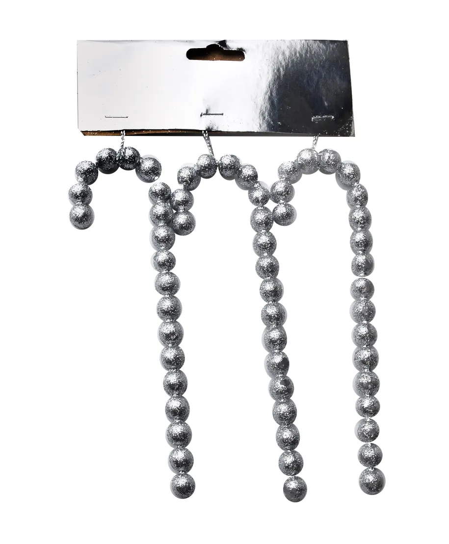 SANTA LILA Komplet 3 zawieszek Laska srebrne 4x0,5x14cm