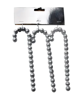 SANTA LILA Komplet 3 zawieszek Laska srebrne 4x0,5x14cm