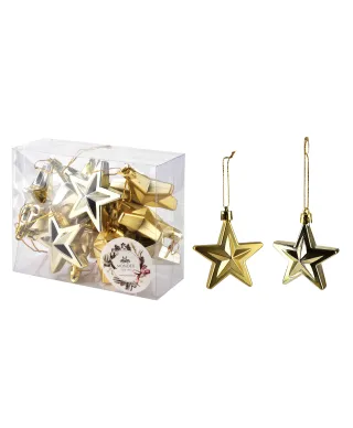 SANTA LILA Komplet 12 bombek GWIAZDKI złote
