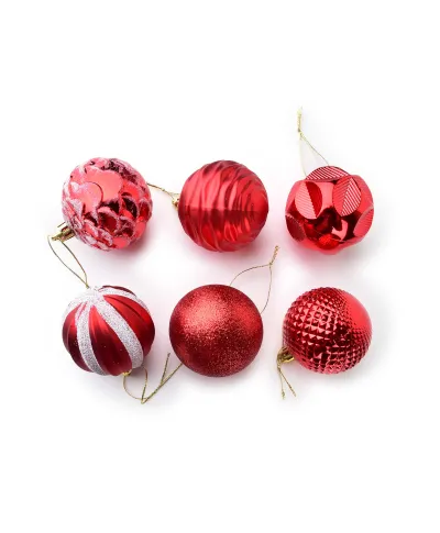 SANTA LILA Komplet 12 bombek czerwone 6cm