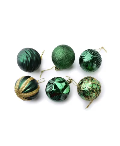SANTA LILA Komplet 12 bombek zielone 6cm