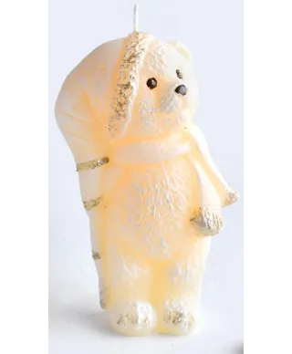 Świeca MIŚ W CZAPCE figurka 11cm parafinowa kremowa