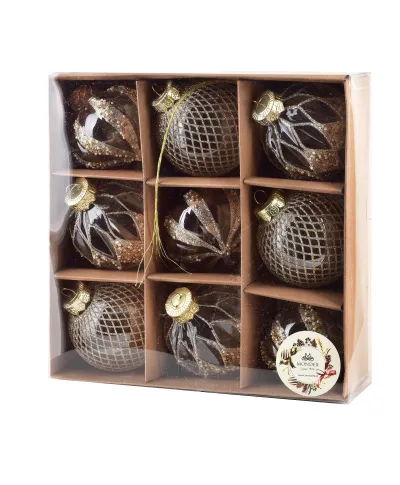 SANTA LILA Komplet 9 bombek złotych