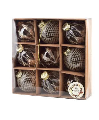 SANTA LILA Komplet 9 bombek złotych