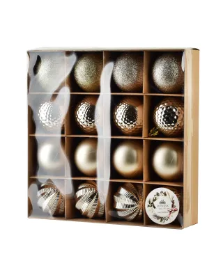 SANTA LILA Komplet 16 bombek złote