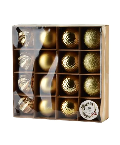 SANTA LILA Komplet 16 bombek złote