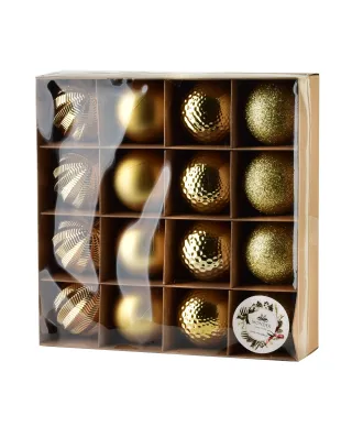 SANTA LILA Komplet 16 bombek złote