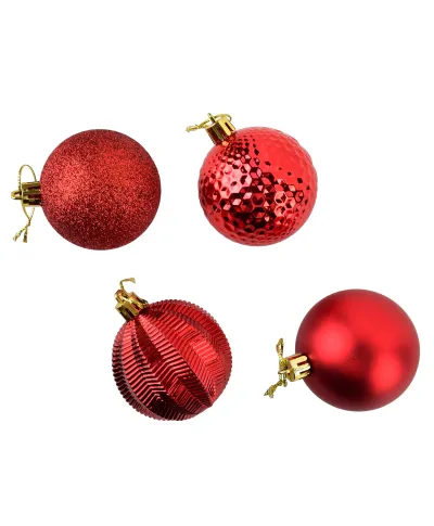 SANTA LILA Komplet 16 bombek czerwonych