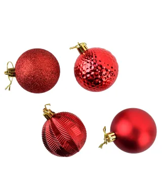 SANTA LILA Komplet 16 bombek czerwonych