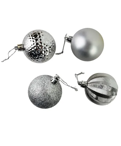 SANTA LILA Komplet 16 bombek srebrnych