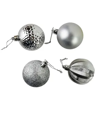 SANTA LILA Komplet 16 bombek srebrnych