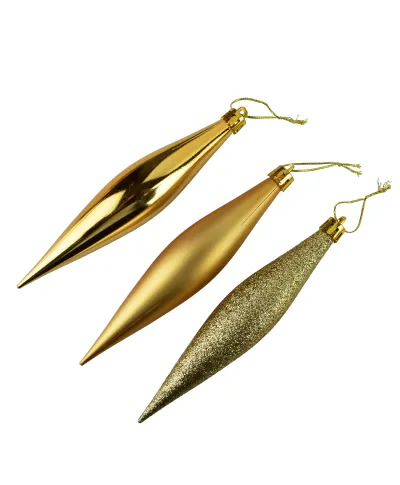 SANTA LILA Komplet 8 bombek sople złote