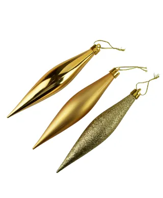 SANTA LILA Komplet 8 bombek sople złote