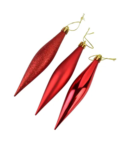 SANTA LILA Komplet 8 bombek sople czerwone