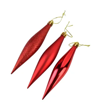 SANTA LILA Komplet 8 bombek sople czerwone