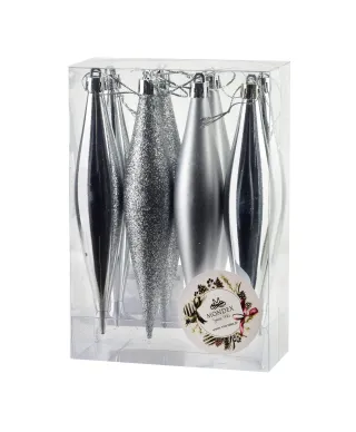 SANTA LILA Komplet 8 bombek sople srebrny