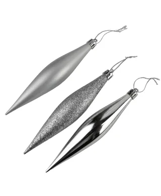 SANTA LILA Komplet 8 bombek sople srebrny