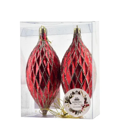 SANTA LILA Komplet 2 bombek czerwone