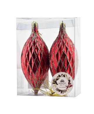 SANTA LILA Komplet 2 bombek czerwone