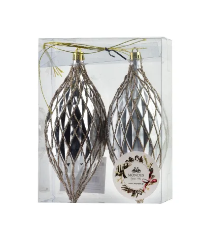 SANTA LILA Komplet 2 bombek srebrnych