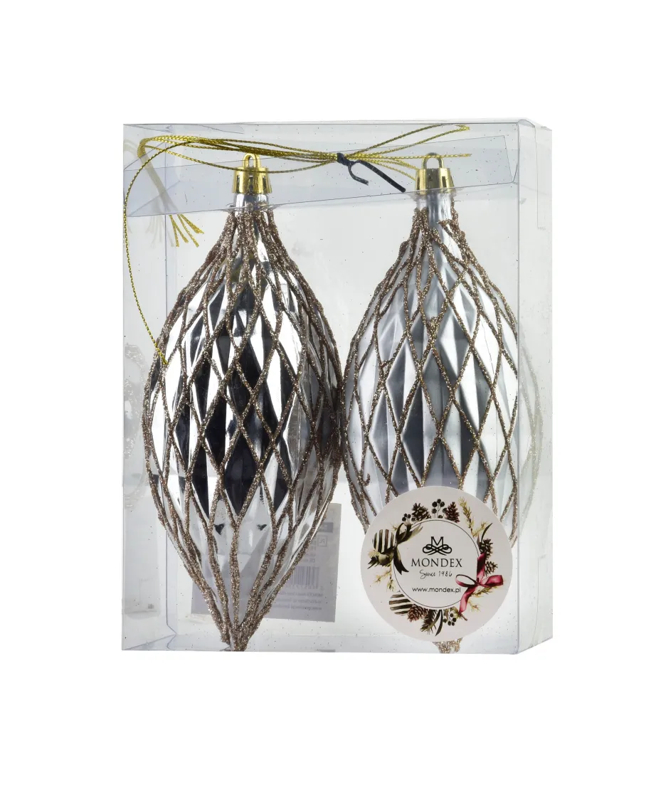 SANTA LILA Komplet 2 bombek srebrnych