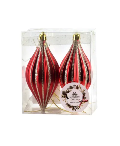 SANTA LILA Komplet 2 bombek czerwonych