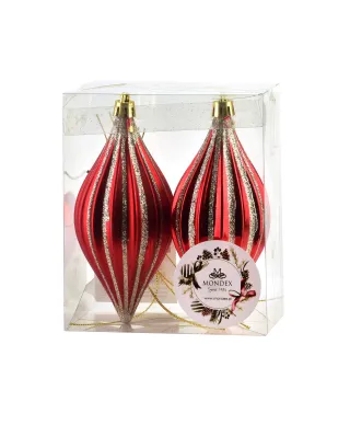 SANTA LILA Komplet 2 bombek czerwonych