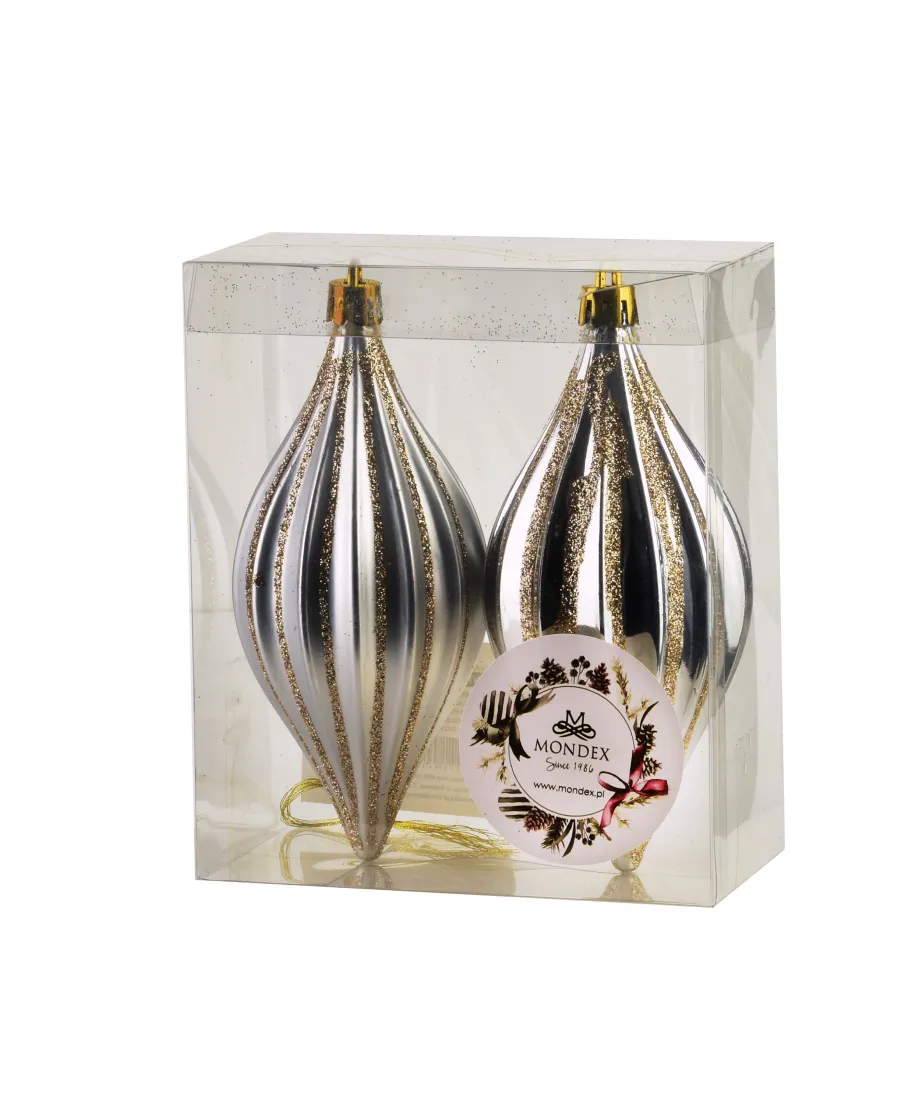 SANTA LILA Komplet 2 bombek srebrnych