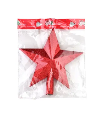 SANTA LILA Czubek na choinkę Gwiazda 20cm czerwony