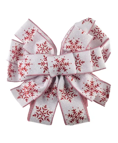 SANTA LILA Kokarda 32x130cm biało czerowna śnieżynka