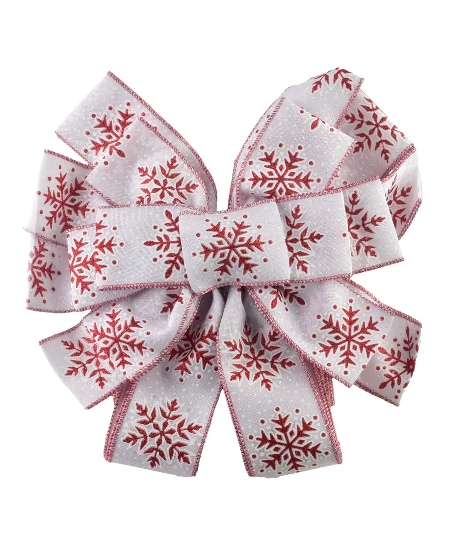 SANTA LILA Kokarda 32x130cm biało czerowna śnieżynka