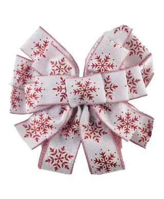 SANTA LILA Kokarda 32x130cm biało czerowna śnieżynka