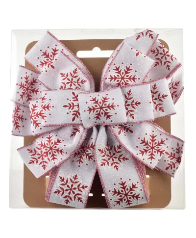 SANTA LILA Kokarda 32x130cm biało czerowna śnieżynka