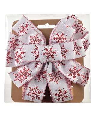 SANTA LILA Kokarda 32x130cm biało czerowna śnieżynka