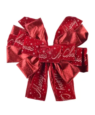 SANTA LILA Kokarda 32x130cm czerwona Mer ry Christmas