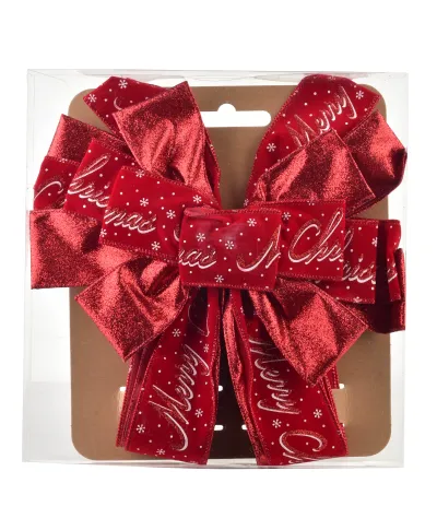 SANTA LILA Kokarda 32x130cm czerwona Mer ry Christmas