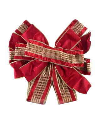 SANTA LILA Kokarda 32x130cm czerwony  ze złotem