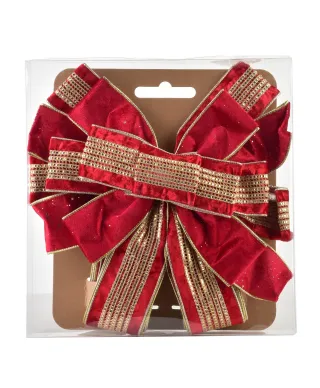 SANTA LILA Kokarda 32x130cm czerwony  ze złotem