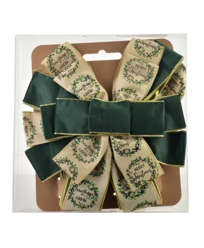 SANTA LILA Kokarda 32x130cm zielono beż  Merry christmas