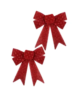 SANTA LILA komplet 2 Kokard czerwone 15x15,5cm